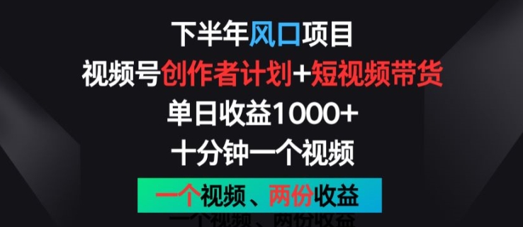 下半年风口项目，视频号创作者计划+视频带货，一个视频两份收益，十分钟一个视频【揭秘】-乌龙学社