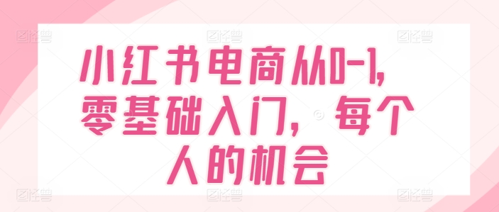 小红书电商从0-1，零基础入门，每个人的机会-乌龙学社