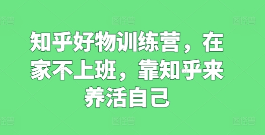 知乎好物训练营，在家不上班，靠知乎来养活自己-乌龙学社