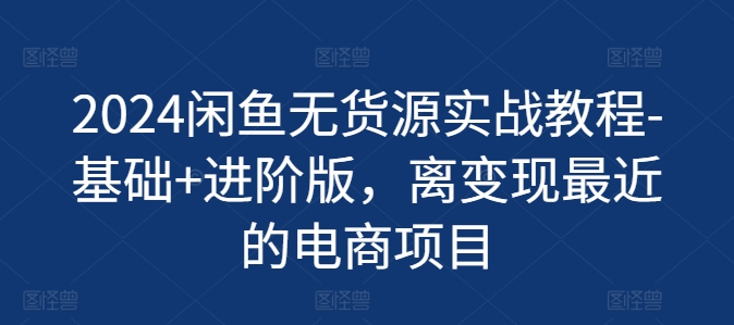 2024闲鱼无货源实战教程-基础+进阶版，离变现最近的电商项目-乌龙学社