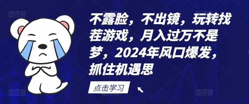 不露脸，不出镜，玩转找茬游戏，月入过万不是梦，2024年风口爆发，抓住机遇【揭秘】-乌龙学社