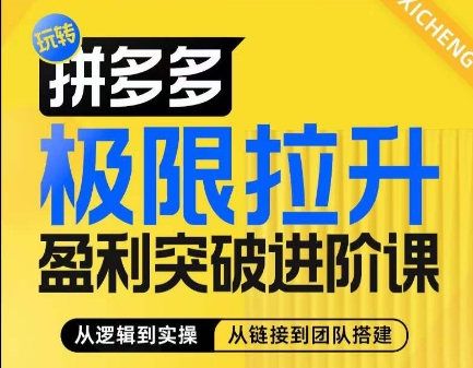 拼多多极限拉升盈利突破进阶课，​从算法到玩法，从玩法到团队搭建，体系化系统性帮助商家实现利润提升-乌龙学社