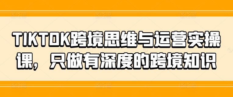 TIKTOK跨境思维与运营实操课，只做有深度的跨境知识-乌龙学社