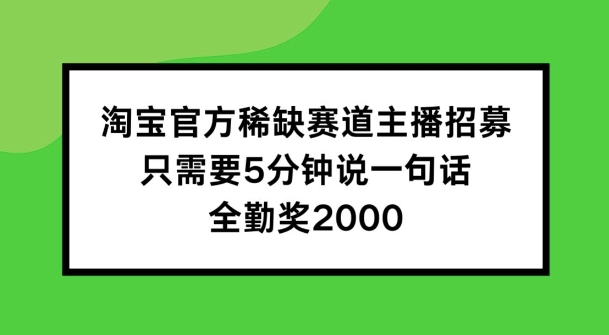 淘宝官方稀缺赛道主播招募 ，只需要5分钟说一句话， 全勤奖2000【揭秘】-乌龙学社