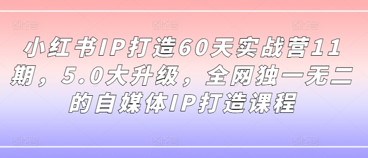 小红书IP打造60天实战营11期，5.0大升级，全网独一无二的自媒体IP打造课程-乌龙学社