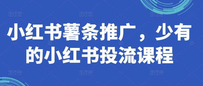 小红书薯条推广，少有的小红书投流课程-乌龙学社