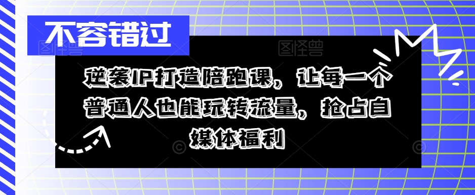 逆袭IP打造陪跑课，让每一个普通人也能玩转流量，抢占自媒体福利-乌龙学社