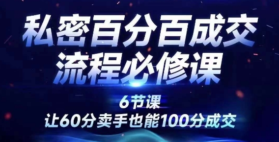 私密百分百成交流程线上训练营，绝对成交，让60分卖手也能100分成交-乌龙学社