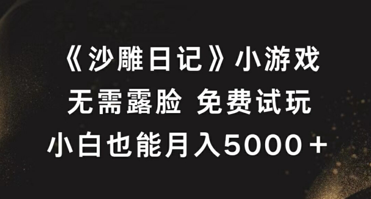 《沙雕日记》小游戏，无需露脸免费试玩，小白也能月入5000+【揭秘】-乌龙学社