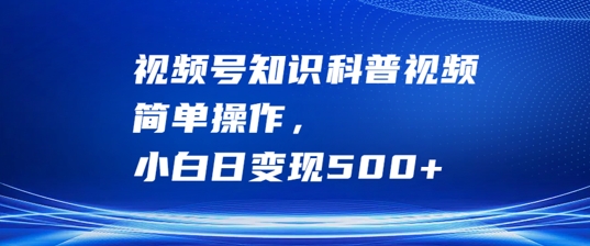 视频号知识科普视频，简单操作，小白日变现500+【揭秘】-乌龙学社