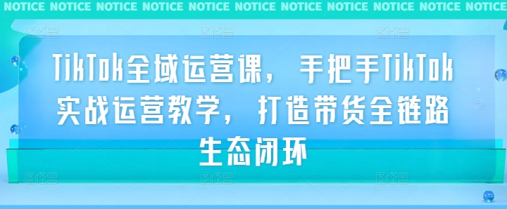 TikTok全域运营课，手把手TikTok实战运营教学，打造带货全链路生态闭环-乌龙学社