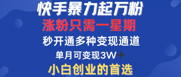 快手暴力起万粉，涨粉只需一星期，多种变现模式，直接秒开万合，单月变现过W【揭秘】-乌龙学社