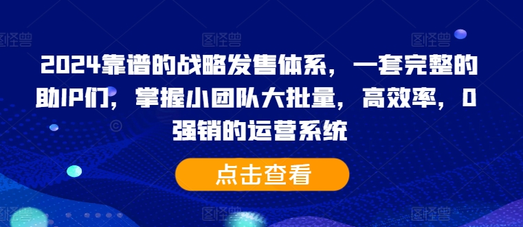 2024靠谱的战略发售体系，一套完整的助IP们，掌握小团队大批量，高效率，0 强销的运营系统-乌龙学社