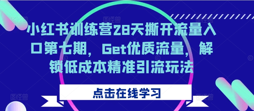 小红书训练营28天撕开流量入口第七期，Get优质流量，解锁低成本精准引流玩法-乌龙学社