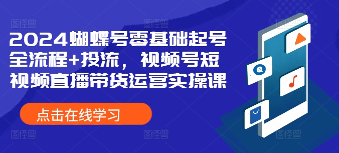 2024蝴蝶号零基础起号全流程+投流，视频号短视频直播带货运营实操课-乌龙学社