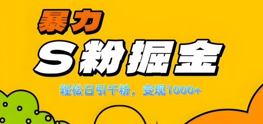 单人单机日引千粉，变现1k+，S粉流量掘金计划攻略【揭秘】-乌龙学社