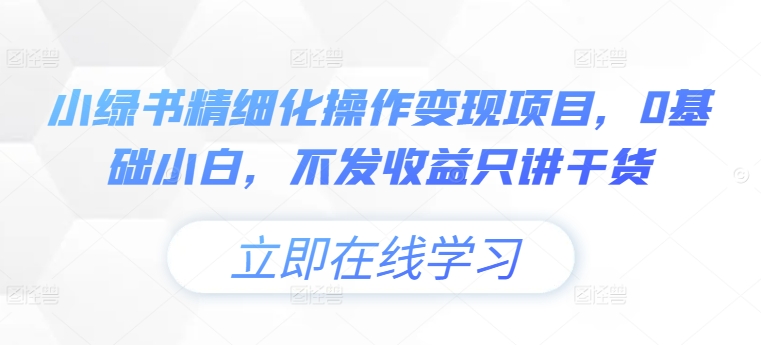 小绿书精细化操作变现项目，0基础小白，不发收益只讲干货-乌龙学社