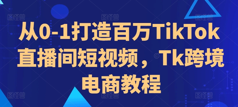从0-1打造百万TikTok直播间短视频，Tk跨境电商教程-乌龙学社