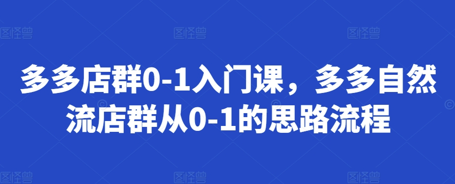 多多店群0-1入门课，多多自然流店群从0-1的思路流程-乌龙学社