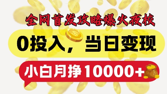 全网首发爆火夜校，0投入，当日变现，小白轻松月入1w+【揭秘】-乌龙学社
