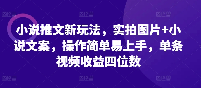 小说推文新玩法，实拍图片+小说文案，操作简单易上手，单条视频收益四位数-乌龙学社