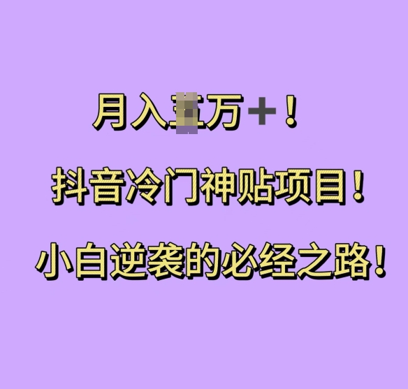 抖音冷门神贴项目，小白逆袭的必经之路，月入过W【揭秘】-乌龙学社