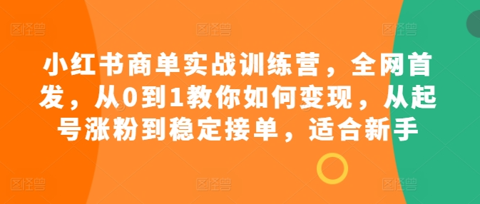 小红书商单实战训练营，全网首发，从0到1教你如何变现，从起号涨粉到稳定接单，适合新手-乌龙学社