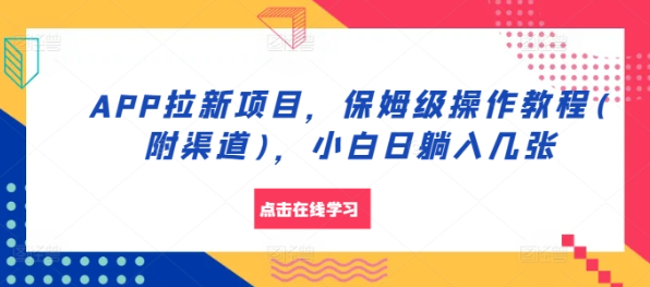 APP拉新项目，保姆级操作教程(附渠道)，小白日躺入几张【揭秘】-乌龙学社