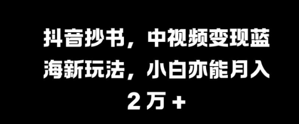 抖音抄书，中视频变现蓝海新玩法，小白亦能月入 过W【揭秘】-乌龙学社