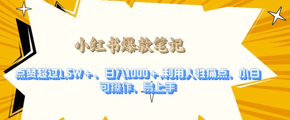 利用人性的痛点，打造爆款笔记，获得点赞超过1.5W+，日入1k【揭秘】-乌龙学社