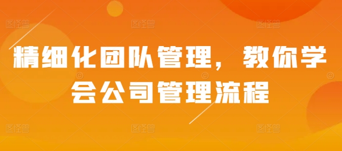 精细化团队管理，教你学会公司管理流程-乌龙学社