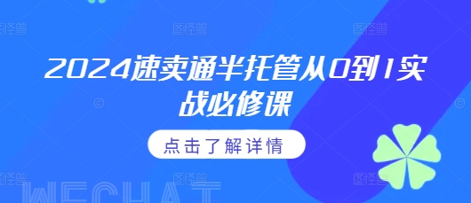 2024速卖通半托管从0到1实战必修课，掌握通投广告打法、熟悉速卖通半托管的政策细节-乌龙学社