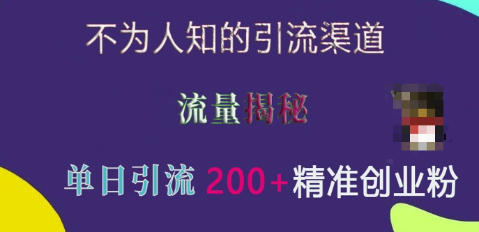 不为人知的引流渠道，流量揭秘，实测单日引流200+精准创业粉【揭秘】-乌龙学社