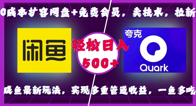 0成本扩容网盘+免费会员，卖技术，拉新，咸鱼最新玩法，实现多重管道收益，一鱼多吃，轻松日入500+-乌龙学社