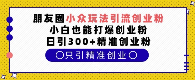 朋友圈小众玩法引流创业粉，小白也能打爆创业粉，日引300+精准创业粉【揭秘】-乌龙学社