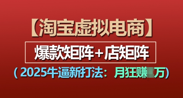 淘宝虚拟电商，2025牛逼新打法：爆款矩阵+店矩阵，月入过万-乌龙学社