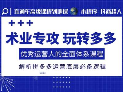 术业专攻玩转多多，优秀运营人的全面体系课程，解析拼多多运营底层必备逻辑-乌龙学社