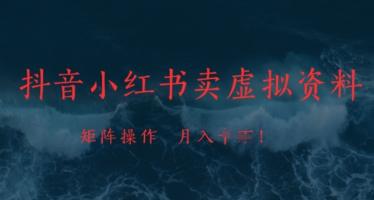 抖音小红书卖虚拟资料，市场需求一直存在，矩阵操作，月入1w+-乌龙学社
