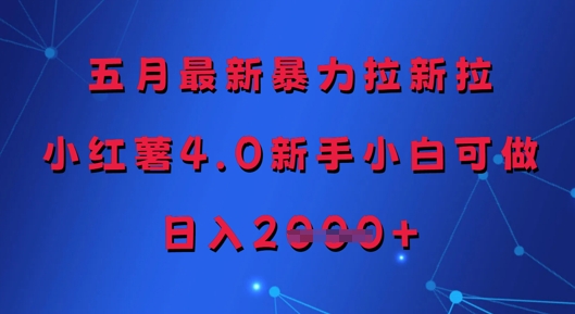五月最新暴力拉新拉，小红薯4.0新手小白可做，日入多张-乌龙学社