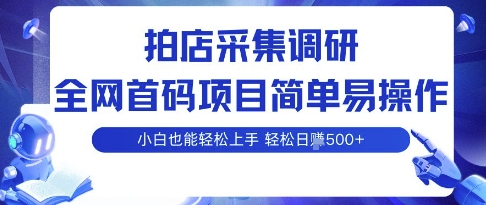 拍店采集调研，全网首码项目，简单易操作， 小白也能轻松上手，多账号操作，轻松日入5张【揭秘】-乌龙学社