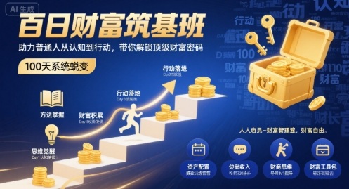 百日财富筑基班，助力普通人从认知到行动，带你解锁顶级财富密码-乌龙学社