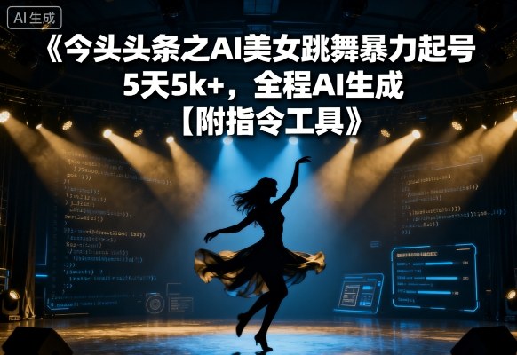 今日头条之AI美女跳舞暴力起号，5天1k+，全程AI生成【附指令工具】-乌龙学社