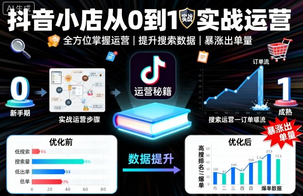 抖音小店从0到1实战运营，帮你全方位掌握小店运营，提升搜索数据与出单量-乌龙学社