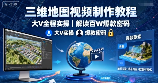 三维地图视频制作教程，大V全程实操，解读百W爆款密码-乌龙学社