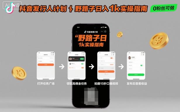 抖音发行人计划全新野路子玩法，随时随地，只要有手机，就能操作，日入1k+【揭秘】-乌龙学社