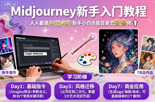 midjourney新手入门教程：人人都是AI艺术家，新手小白也能变身艺术大师-乌龙学社