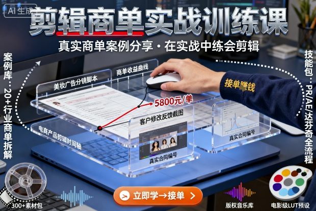 剪辑商单实战训练课，真实商单案例分享，在实战中练会剪辑-乌龙学社