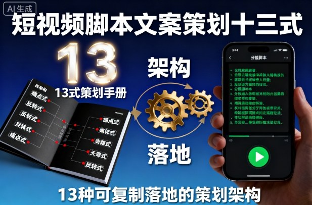 短视频脚本文案策划十三式，13种可复制落地的策划架构-乌龙学社