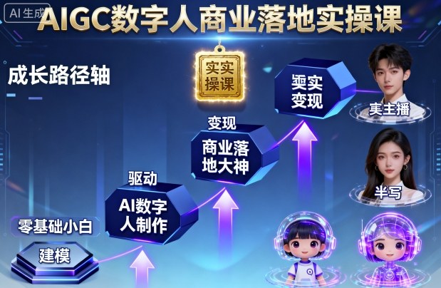 AIGC数字人商业落地实操课，从零基础小白到AI数字人大神-乌龙学社