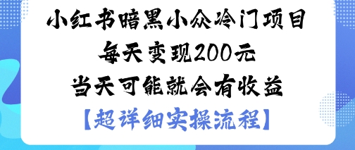 小红书暗黑小众冷门项目每天变现2张当天可能就会有收益-乌龙学社